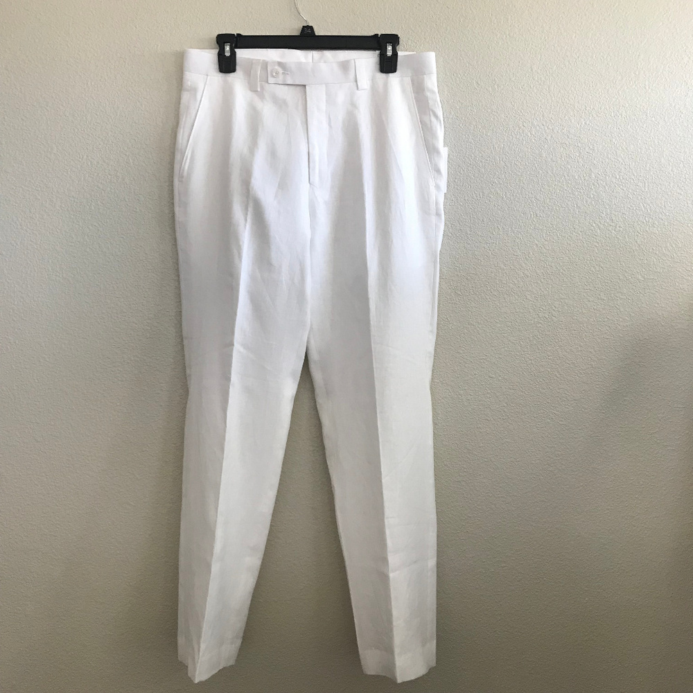 Calvin Klein - flat front pant 100% linen-NWT